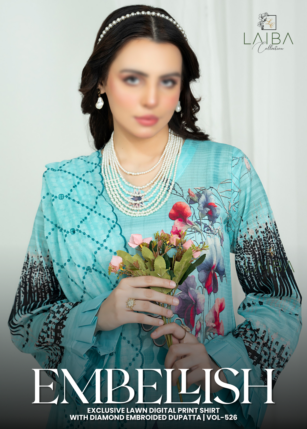 EMBELLISH | Exclusive Digital Print Lawn Shirt with Diamond Embroided Dupatta