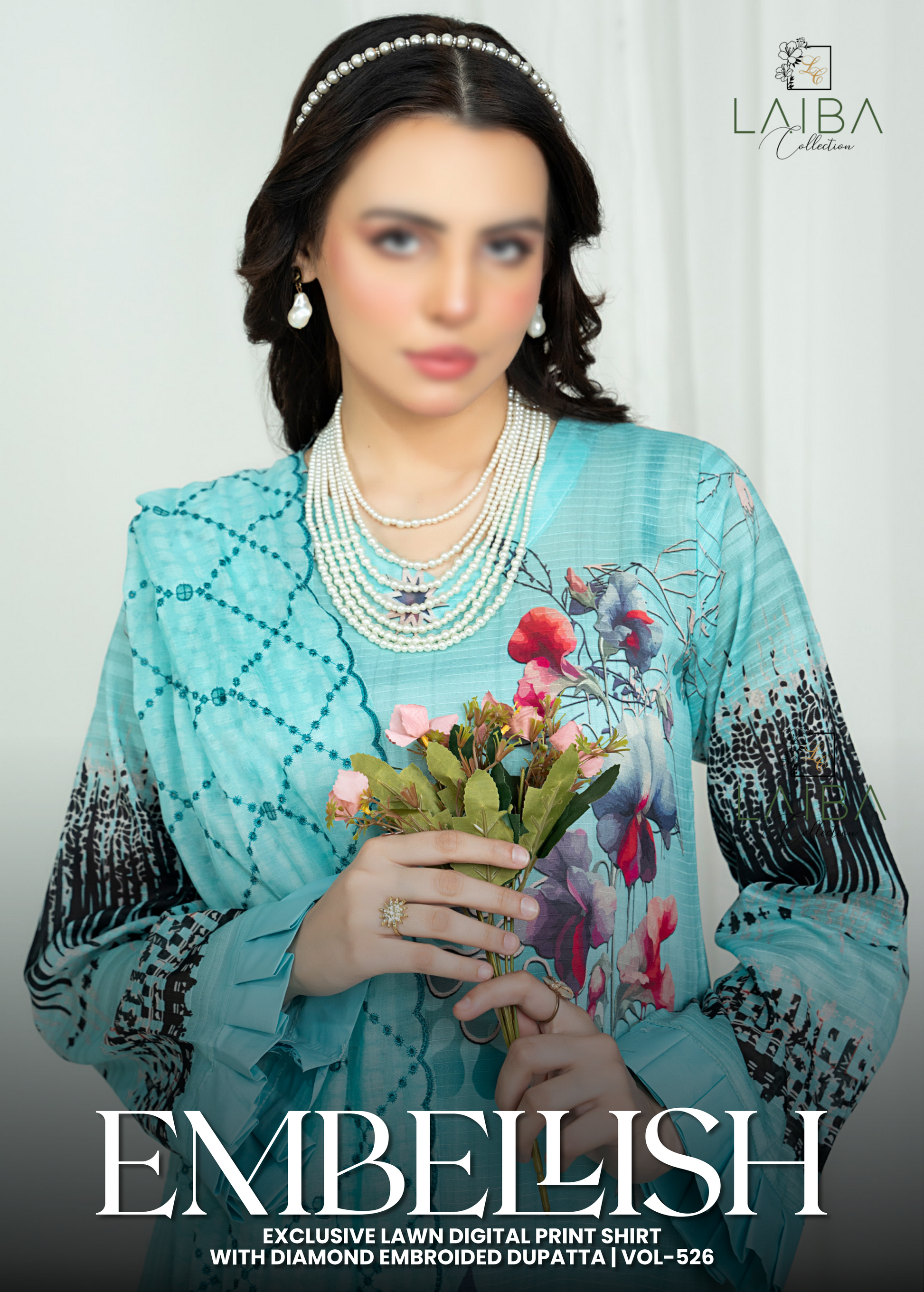 EMBELLISH | Exclusive Digital Print Lawn Shirt with Diamond Embroided Dupatta