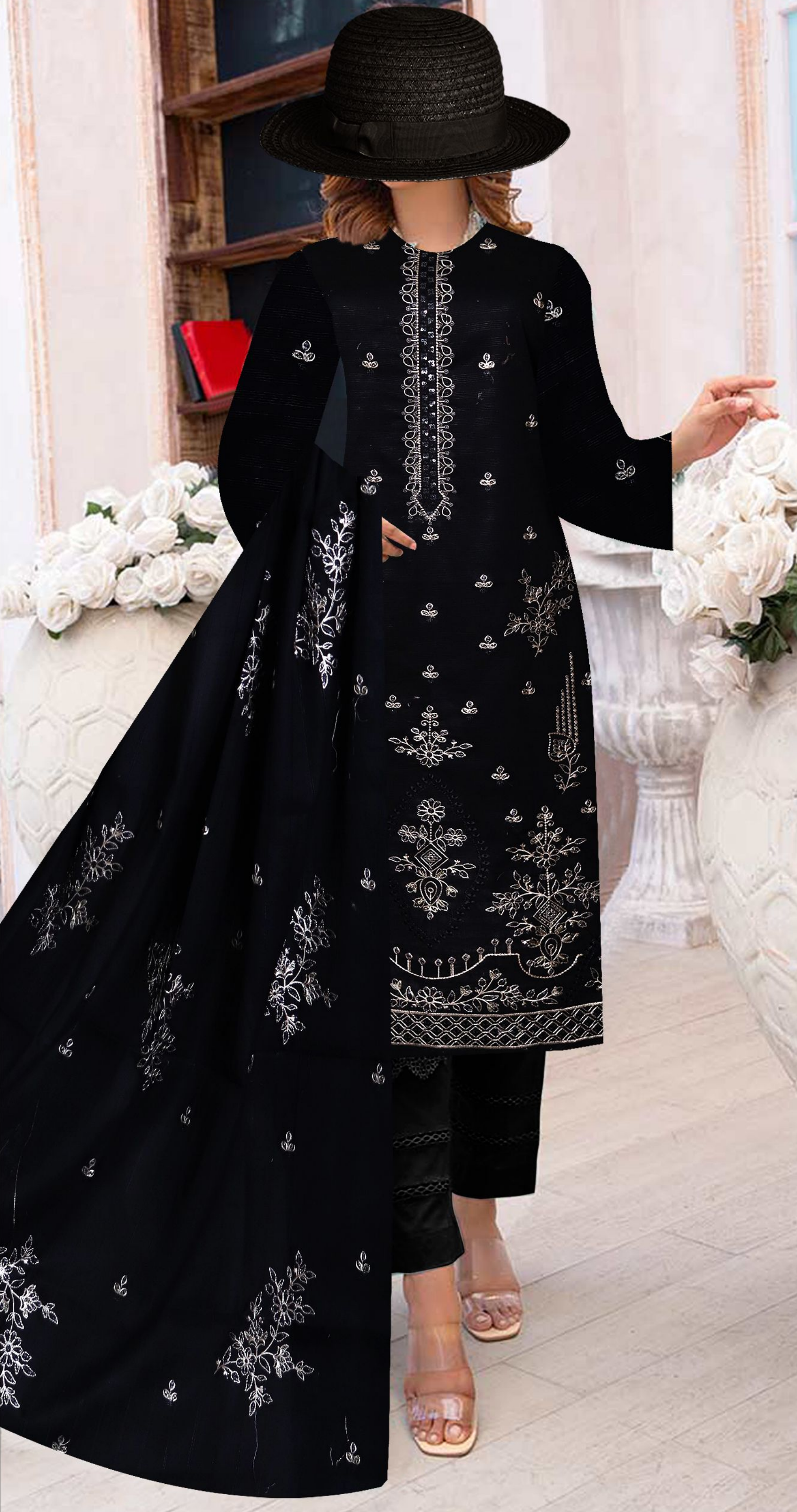 Malhar by Usama Arts – 3-Piece Char Dora Lawn Suit with Embroidered Tarkashi Dupatta