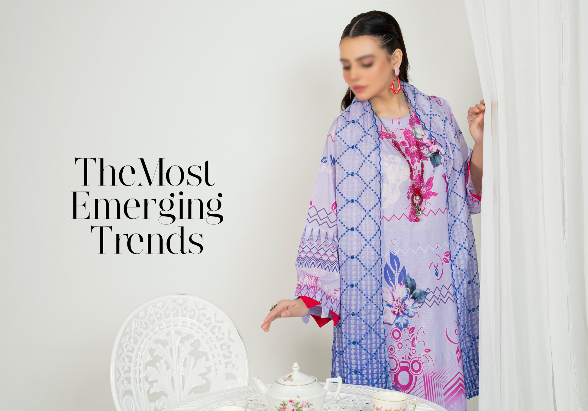 EMBELLISH | Exclusive Digital Print Lawn Shirt with Diamond Embroided Dupatta