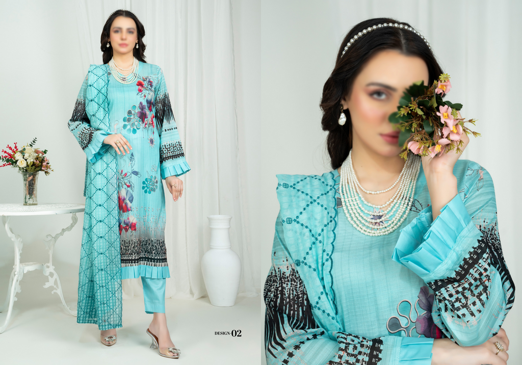 EMBELLISH | Exclusive Digital Print Lawn Shirt with Diamond Embroided Dupatta