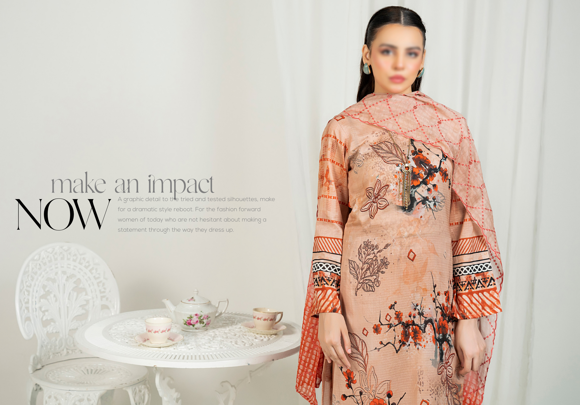 EMBELLISH | Exclusive Digital Print Lawn Shirt with Diamond Embroided Dupatta